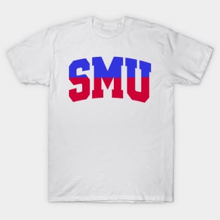 Two Tone Blue and Red SMU Logo T-Shirt